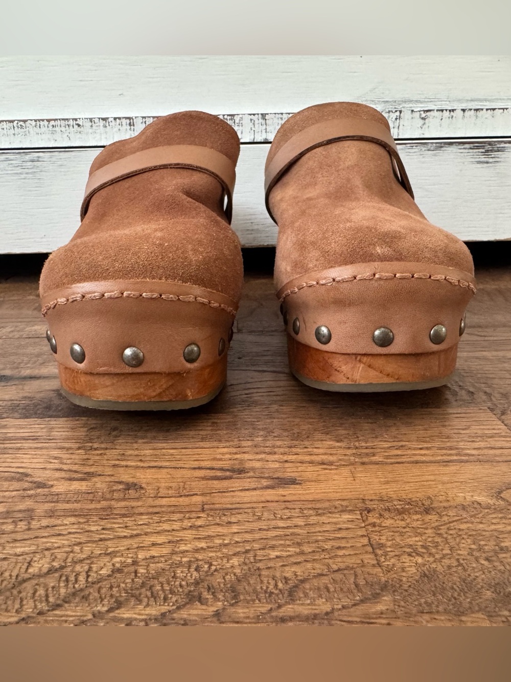 Free People Calabasas Clog Cognac Suede Shoes Women's Size 37 US 7 - Picture 4 of 9